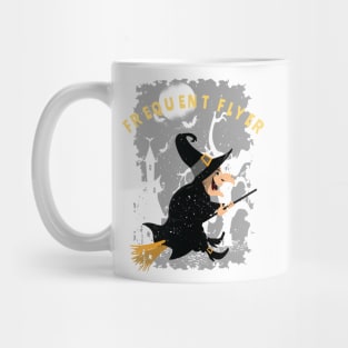 Funny Frequent Flyer Halloween Witch T-Shirt Mug